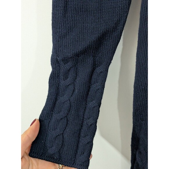 Brooks Brothers Shawl Collar Navy Knit Wool Cardigan Sweater Leather Buckle Sz S - Picture 6 of 9